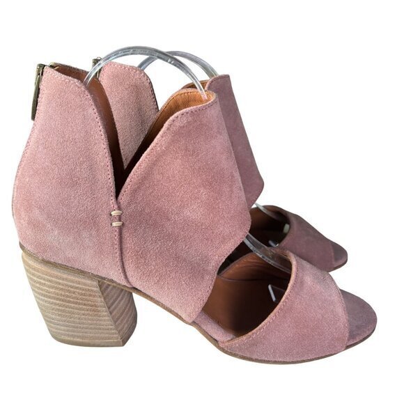 Sundance Catalog Booties Ankle Boots Pink Suede Zip Closure Block Heel Size 39 - Picture 2 of 10